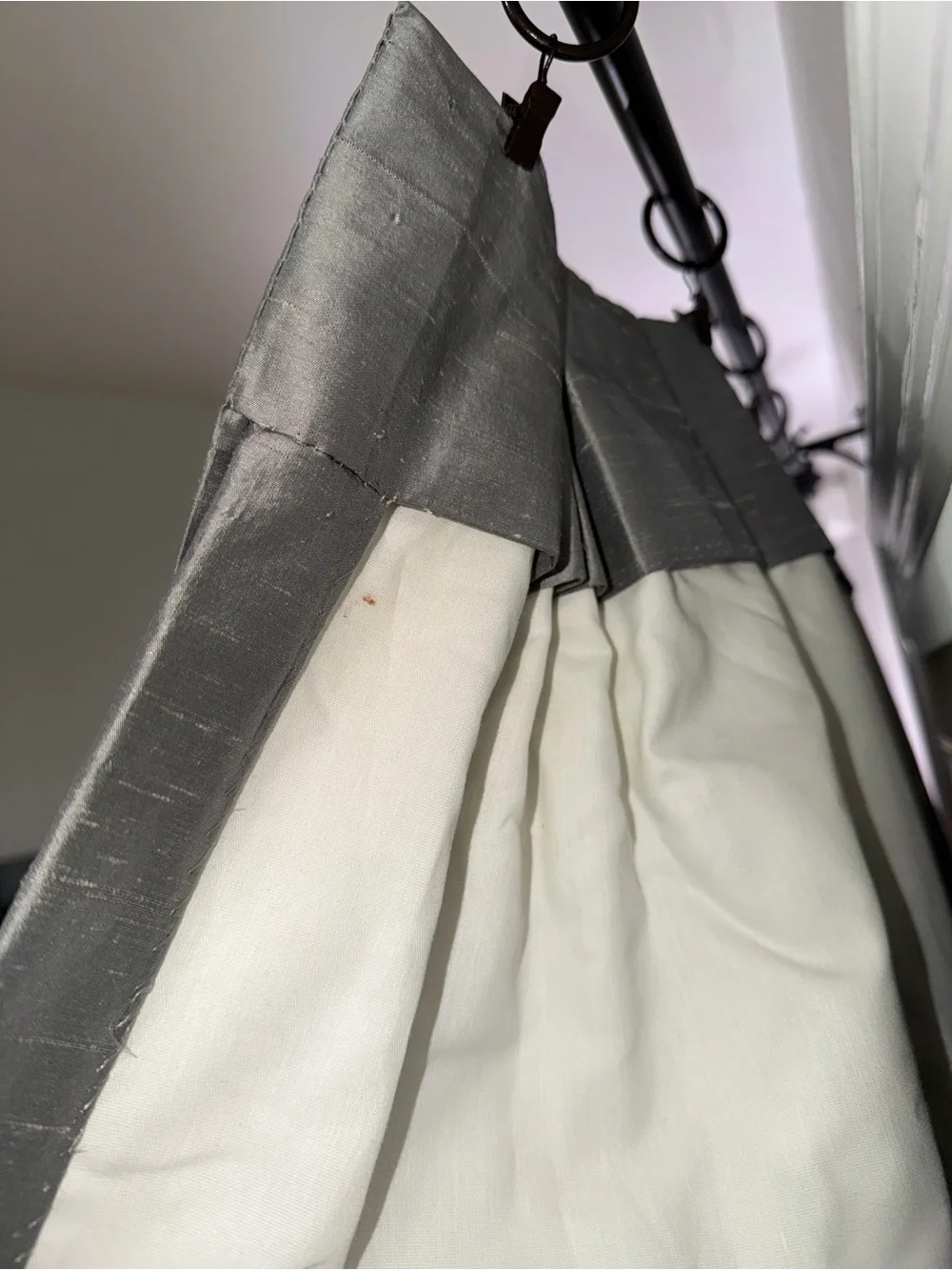 Custom Gray Dupioni-Style Drapery Panels 96” Lined Interlined Pleated Pair